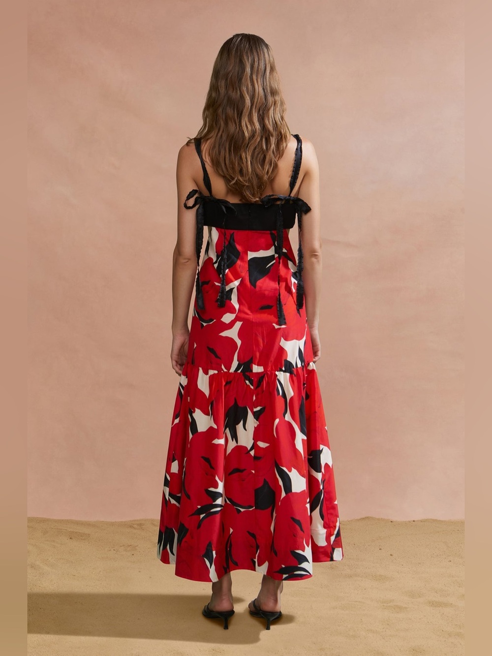 Amur Womens Selna Silk-Blend Midi Dress Red 10 - Picture 2 of 7